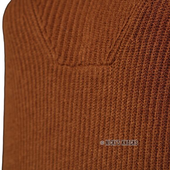 Cyrus Lapel V-Neck Sweater XS – Tawny Ribbed Knit Soft Pullover Preppy Fall Top - Picture 4 of 9